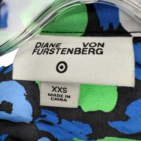 Diane Von Furstenberg Target Jumpsuit Nylon XXS Retro Funky Animal Print Blue - Picture 7 of 9